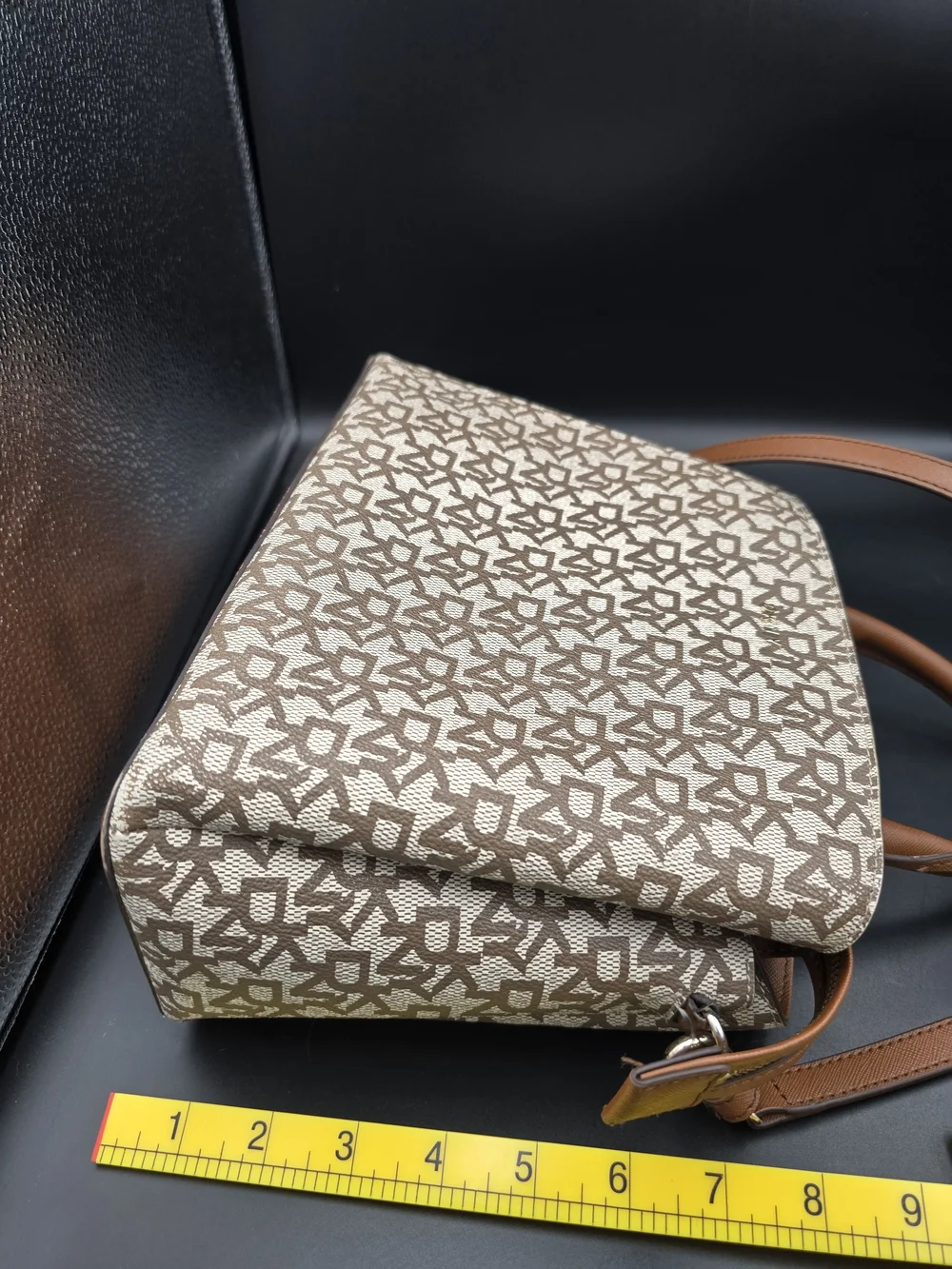 Dkny Beige and Tan Logo Satchel